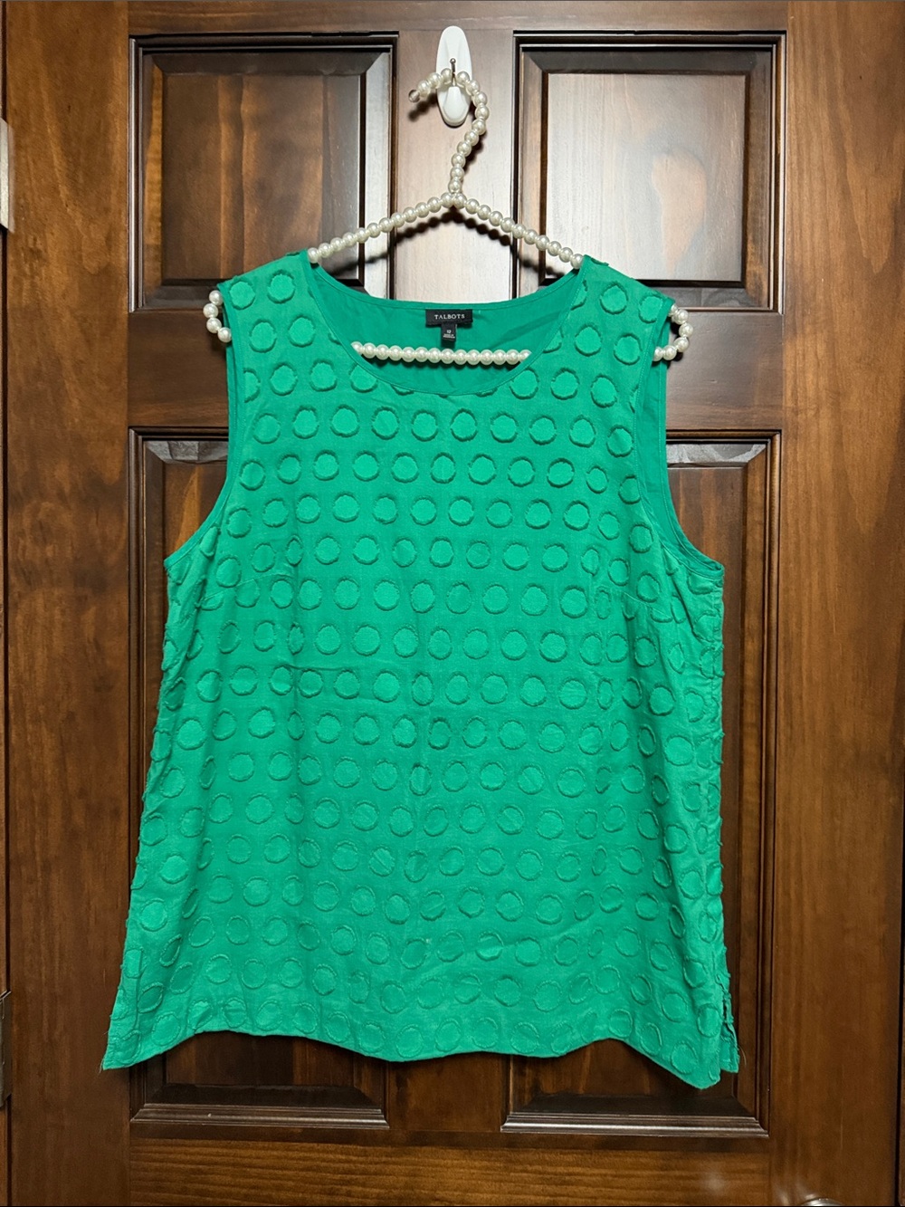 Talbots Emerald Green Sleeveless Circle-Textured Shell Top
